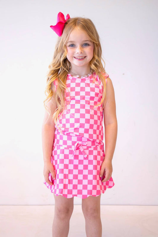 Scalloped Tank Set- Pop of Pink