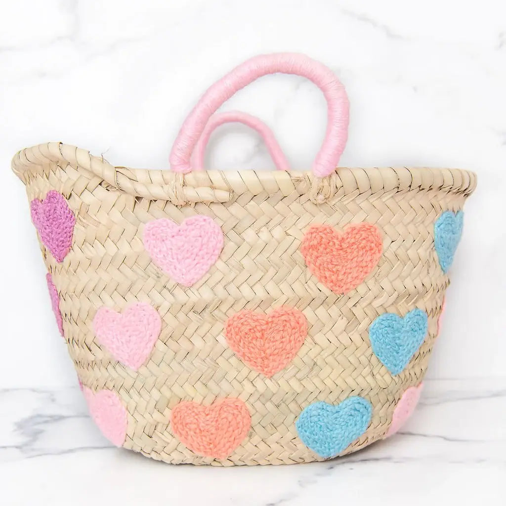 Multicolor Heart Straw Basket