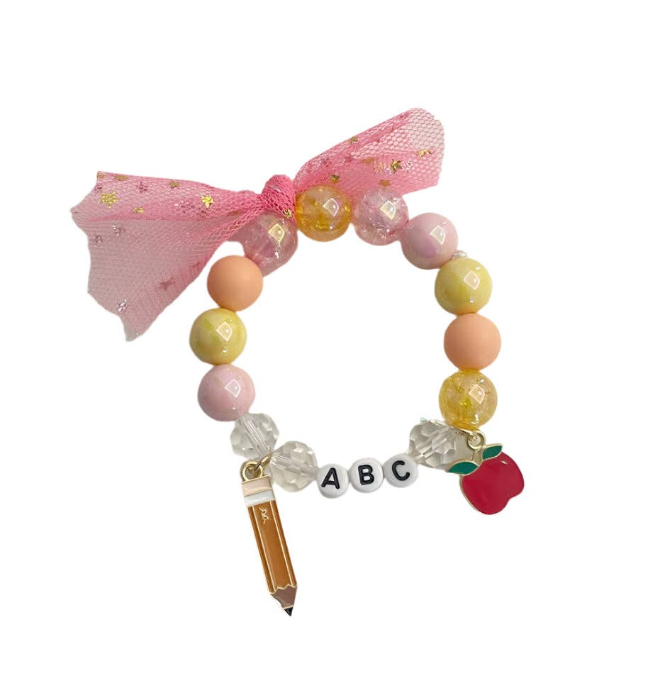 Crushed Glass Bead Stretch Bracelet - School Days