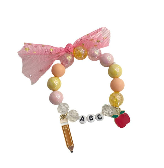 Crushed Glass Bead Stretch Bracelet - School Days