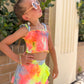 Simply Soft Asymmetrical Ruffle Skort - Neon Sherbet Tie Dye