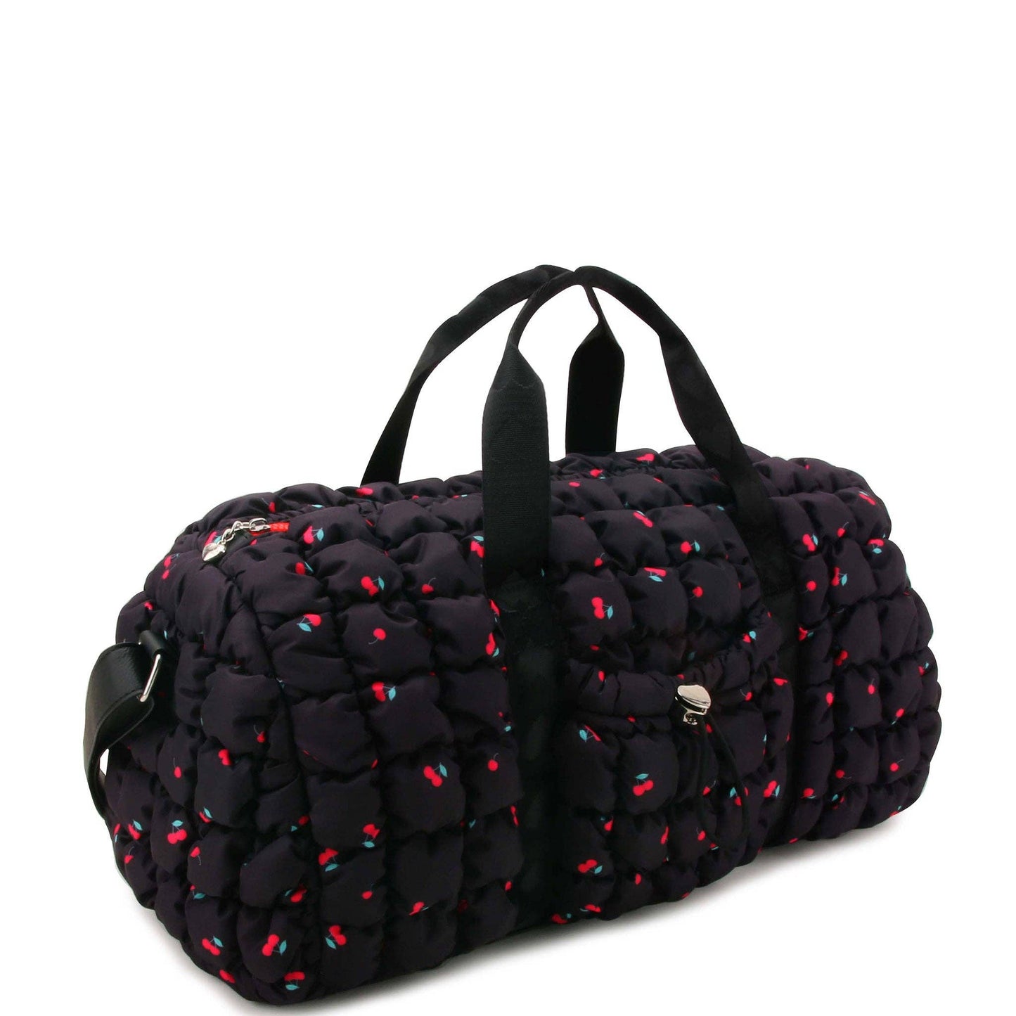 Quilted Scrunchies Cherry Printed Large Barrel Duffle Bag