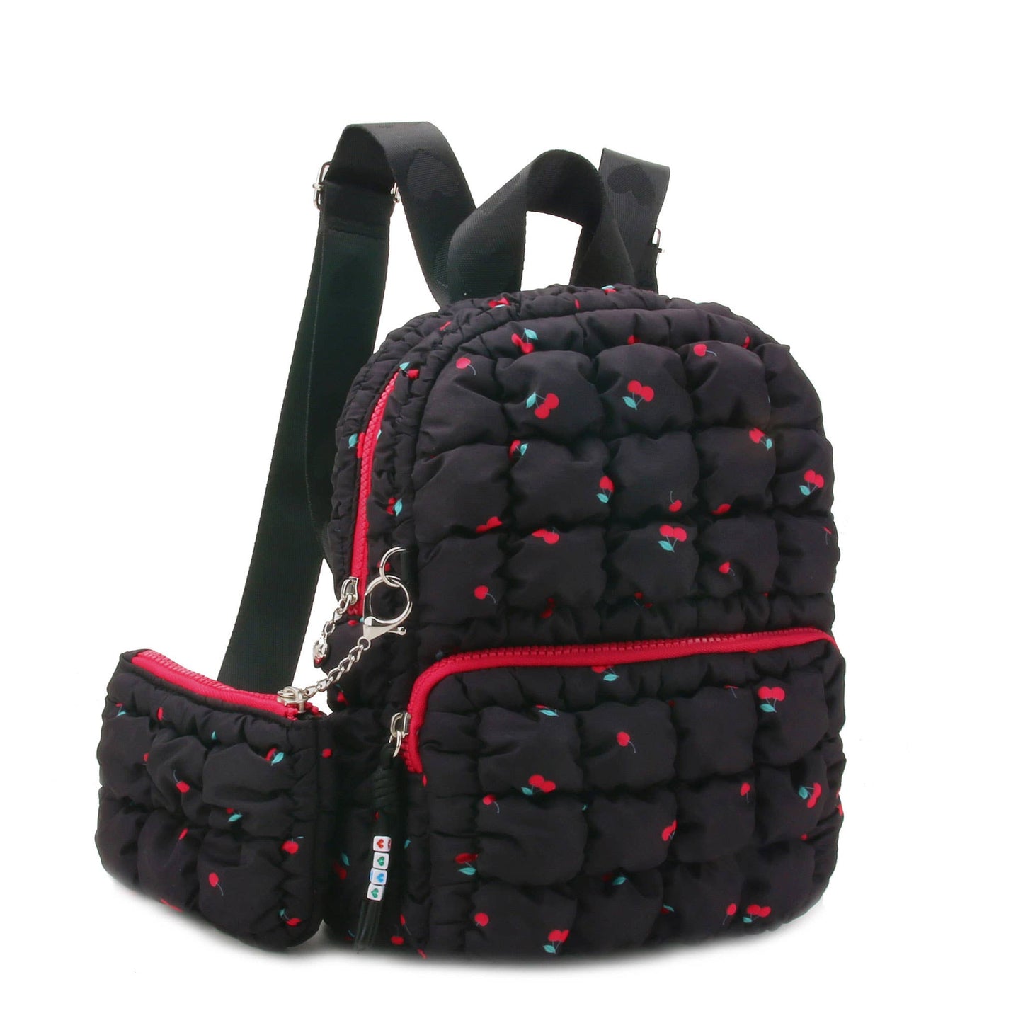 Quilted Scrunchies Cherry Printed Mini Backpack with Coin Purse