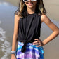 Simply Soft Sleeveless Tie Front Tank - Black