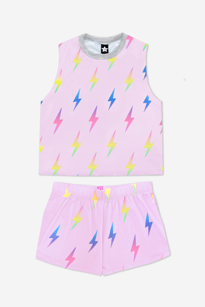 Simply Soft Sleeveless Easy Tank & Dolphin Short - Ice Pink Ombre Bolts