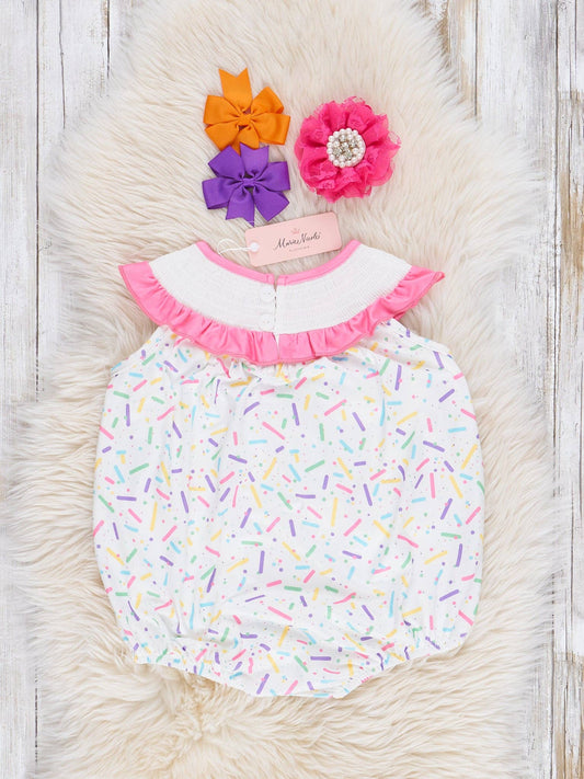 Birthday Sprinkles Smocked Ruffle Bubble