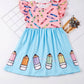 Girls Colorful Crayon Ruffle Flare Dress for back to school