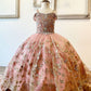 Detachable Train With Stones and Gems Mini Quince Dress