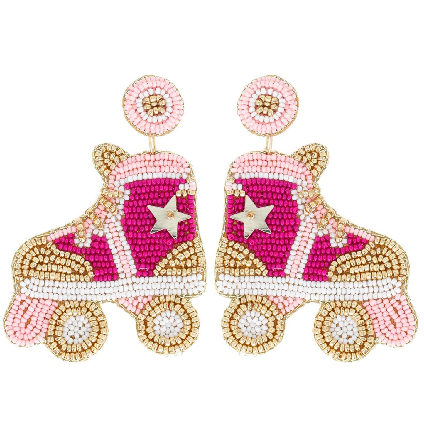 Mix Seed Beaded Roller Skates Dangle Earrings