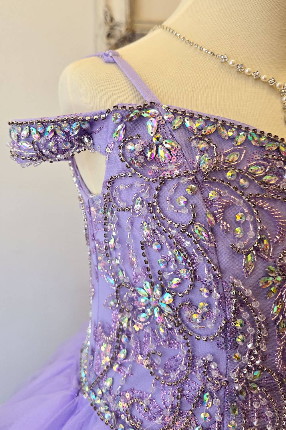 Detachable Train With Stones and Gems Mini Quince Dress