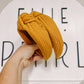 Gold Mustard Ribbed Knotted Headband