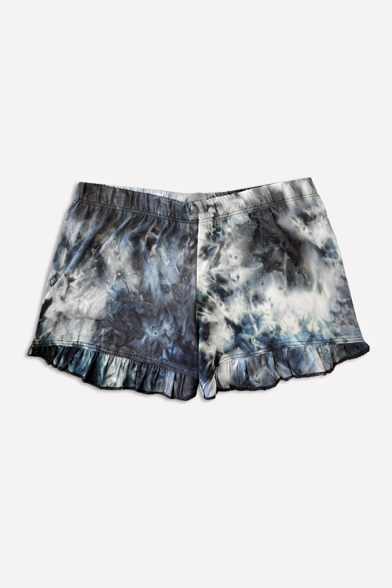 Simply Soft Ruffle Short - Black White Tie Dye