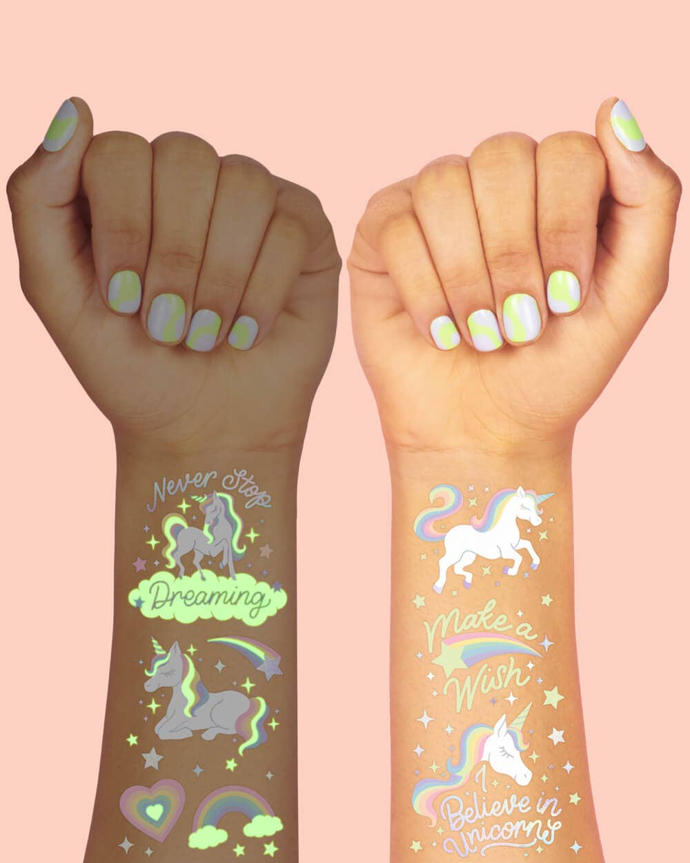 Unicorn Glow In The Dark Kids Temporary Tattoos, Bday Favor