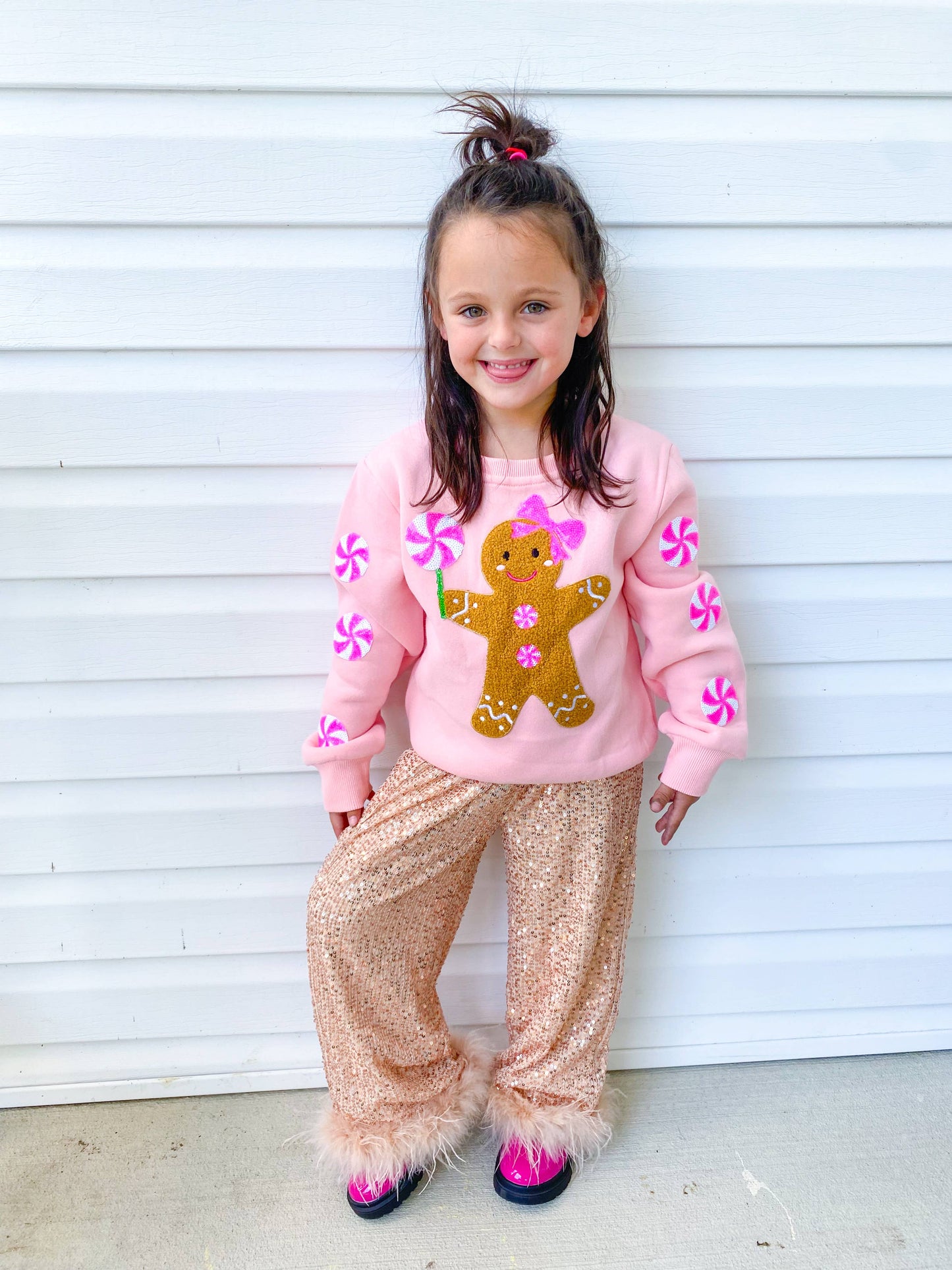 Champagne Sequins Feather Pants