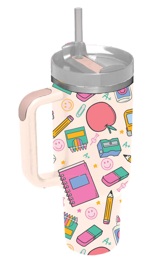 School Days 30 Oz. Tumbler With Straw and Handle