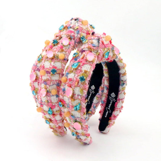 Adult Size Bubblegum Tweed Headband with Crystals