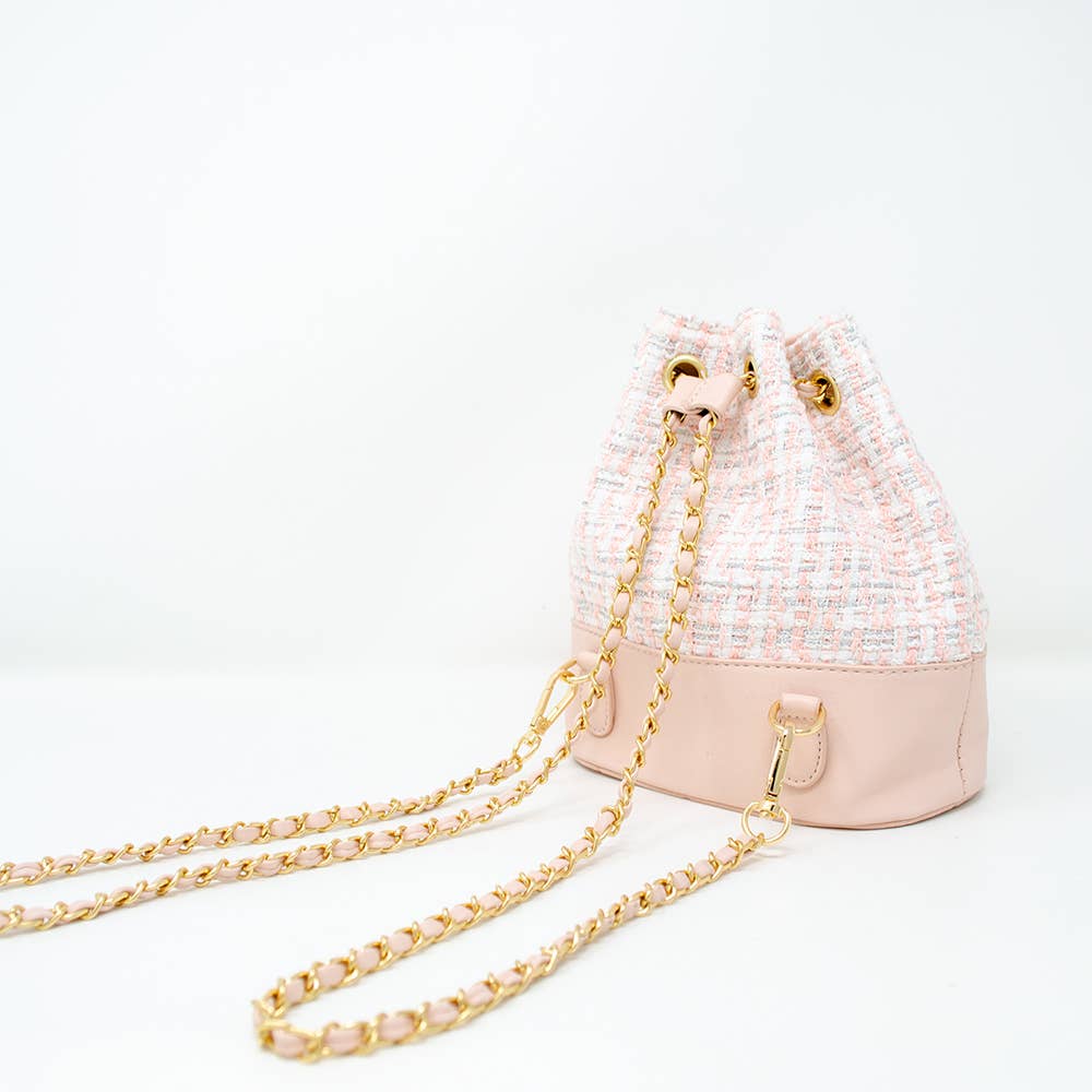 Tweed Drawstring Backpack Bag