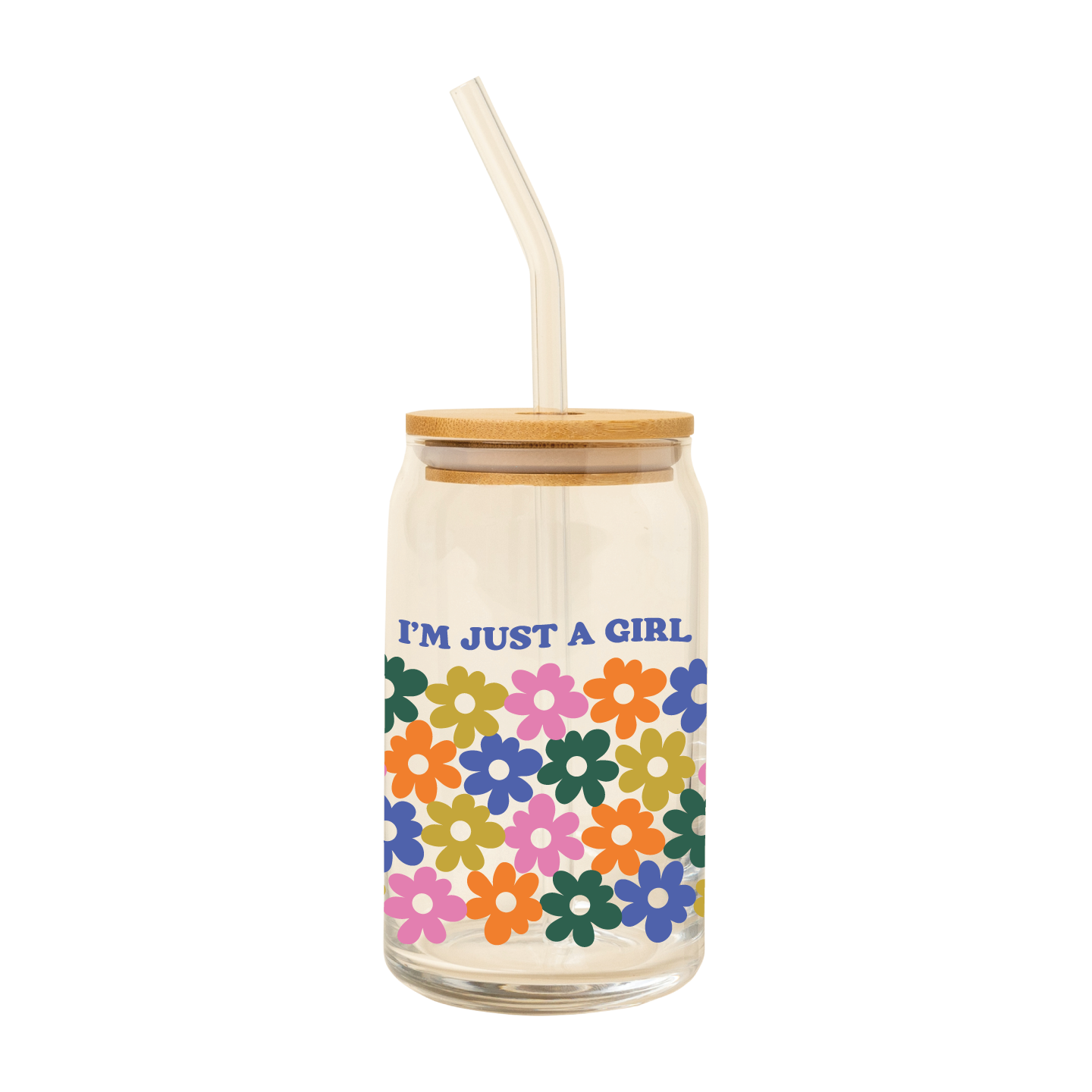 NEW! Can Glass w/Lid + Straw