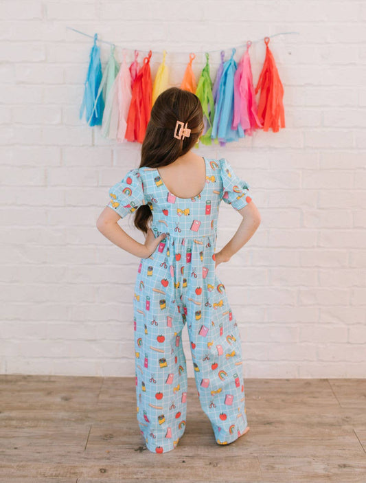 Puff Leggy Romper in Back To School Print