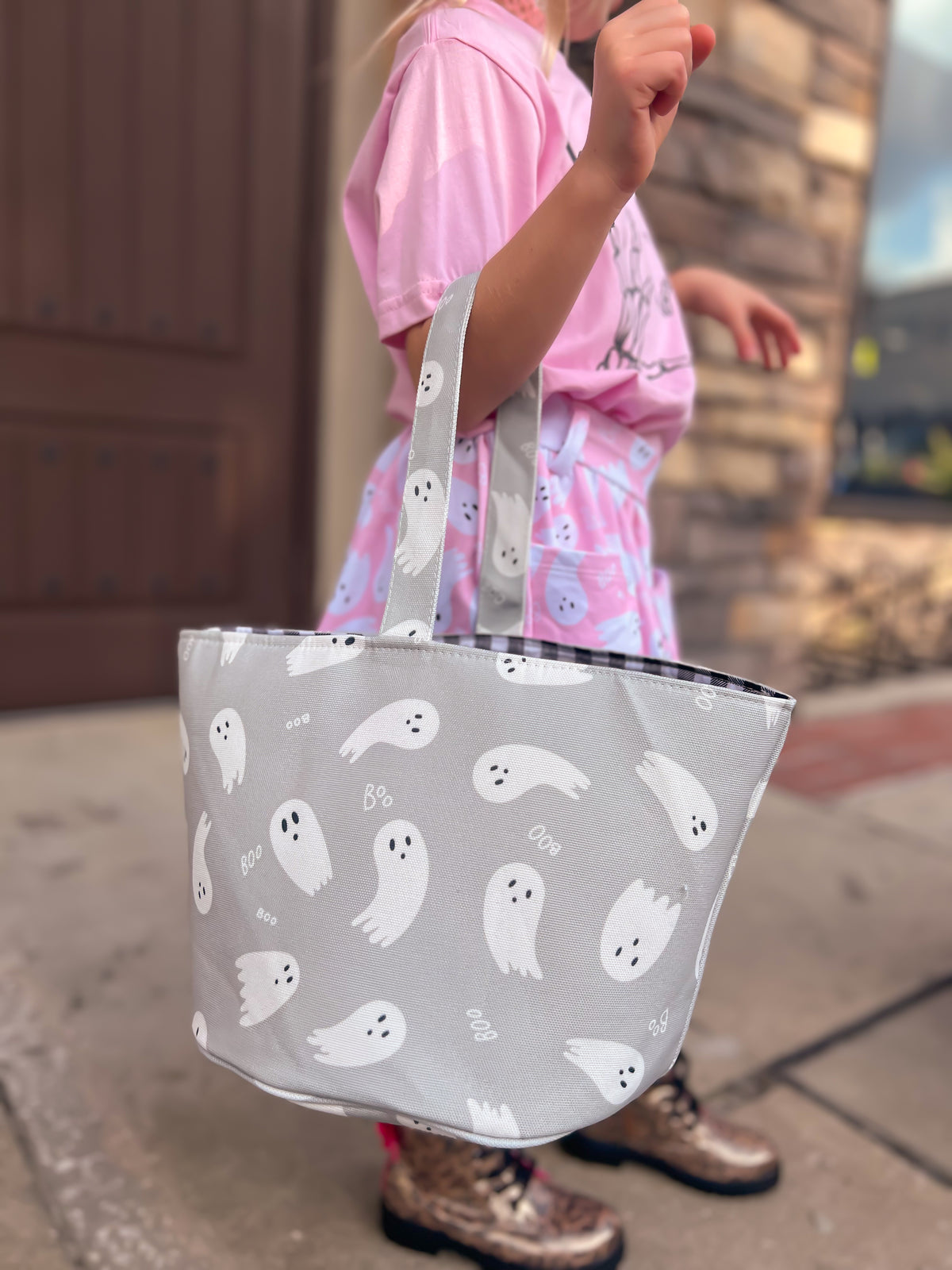 Halloween Basket - Ghosts on Grey