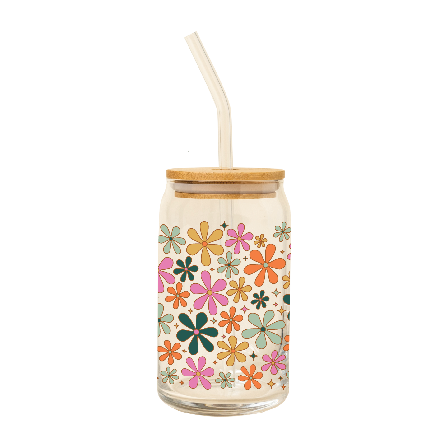 NEW! Can Glass w/Lid + Straw