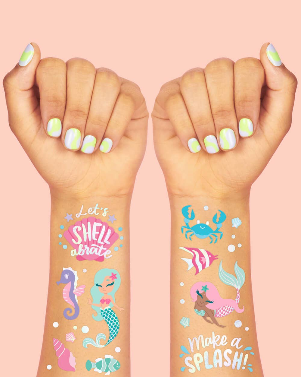 Mermaid Party Foil Kids Temporary Tattoos, Activity, Favor