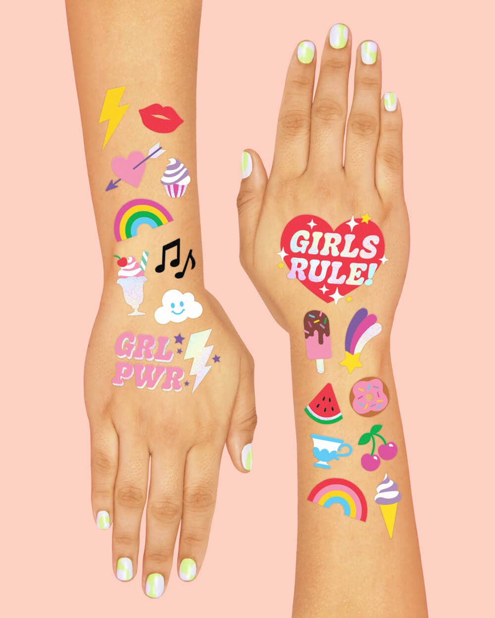Girl Foil Kids Temporary Tattoos, Party Activity, Favors