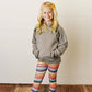 Kids Gray Ruffle Hoodie and Rainbow Stripe Leggings Fall Set