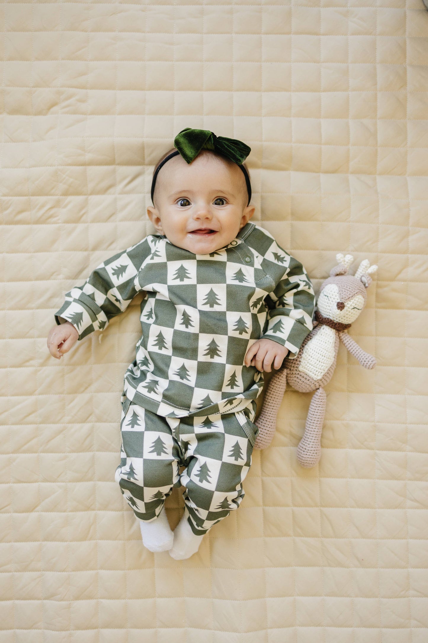 Checkered Christmas Trees Organic Cotton Set Kids Clothes