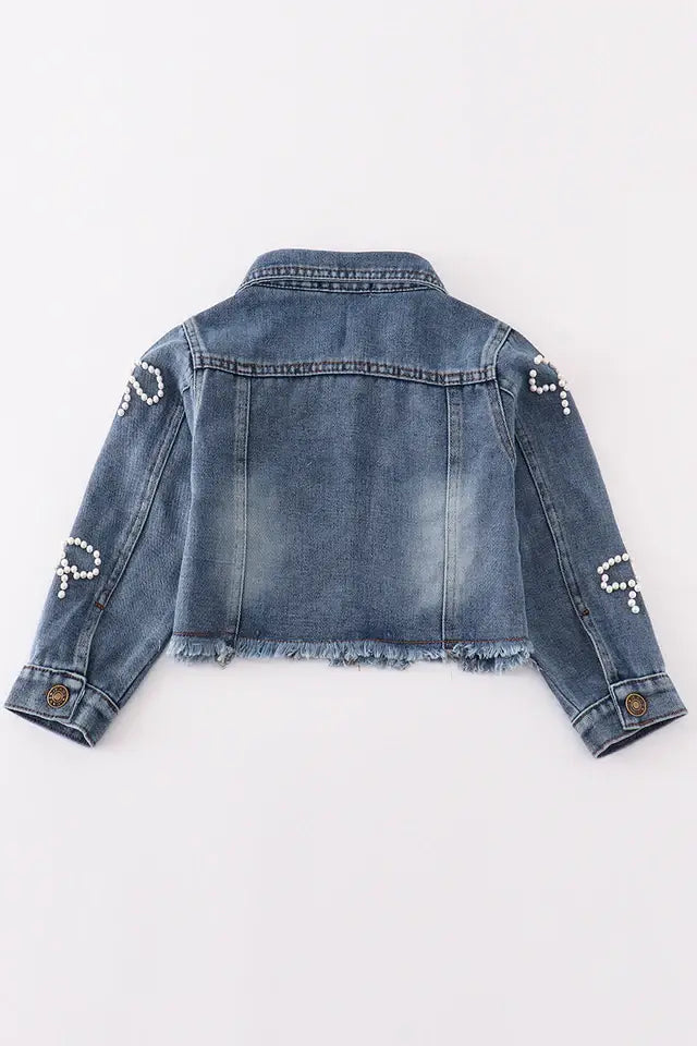 Girl pearl denim jacket