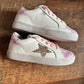 Gold Glitter Star Sneakers Pink Glitter Accent and Laces 