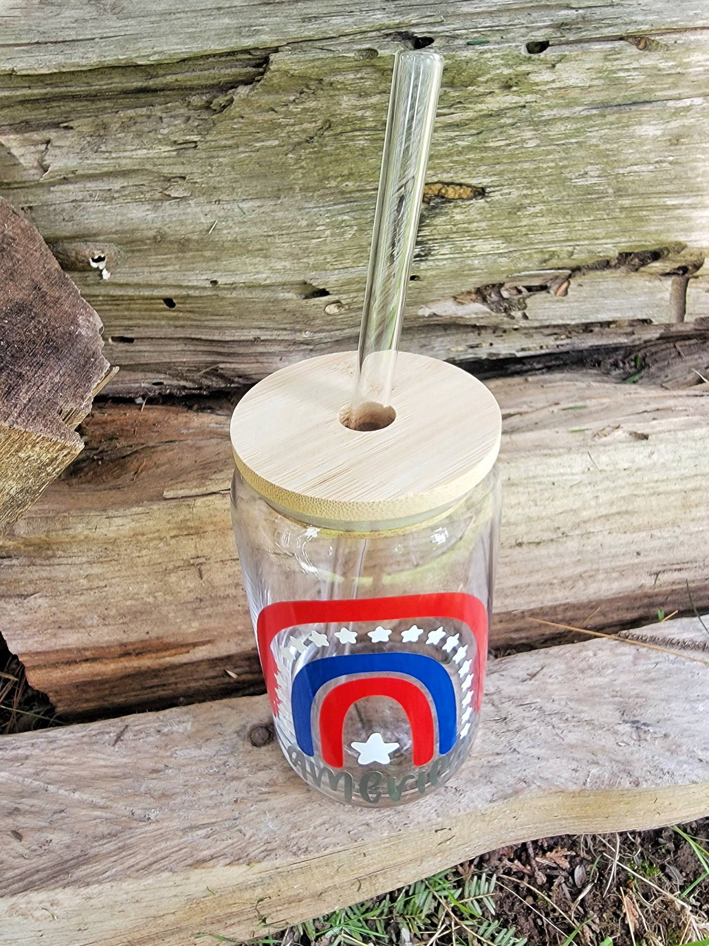 Patriotic Beer Can Glass, America Beer Glass, 4th of July