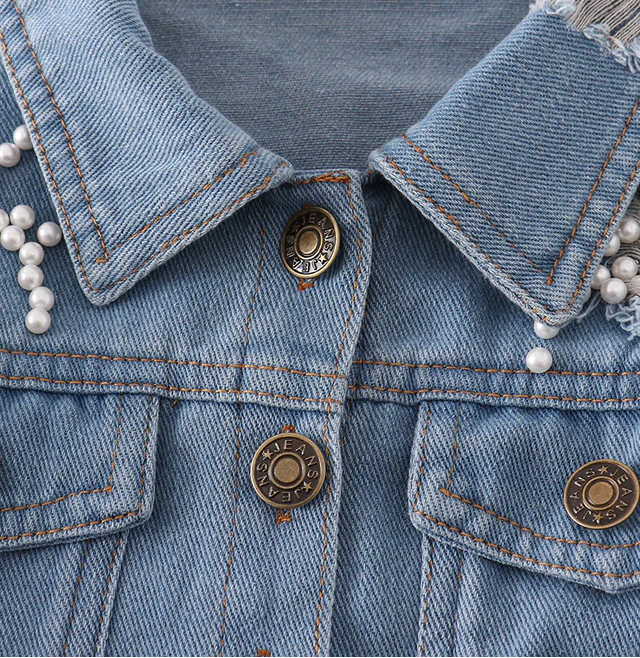Girl pearl denim jacket