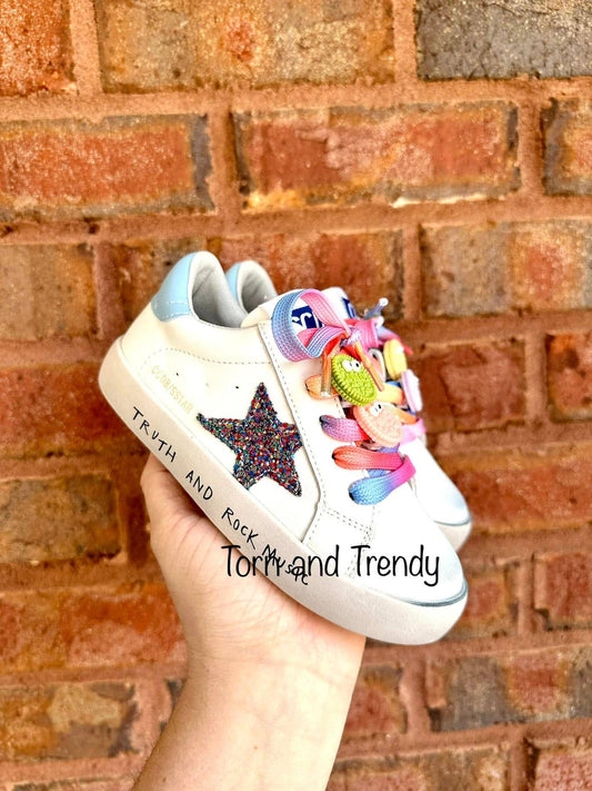 Dark Glitter Star with Rainbow Ombre Laces - Truth and Rock 