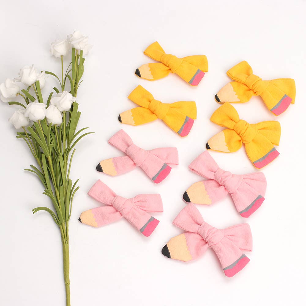 Back to school Hair Bow Clip Cute Pencil Bows Clips for Girl