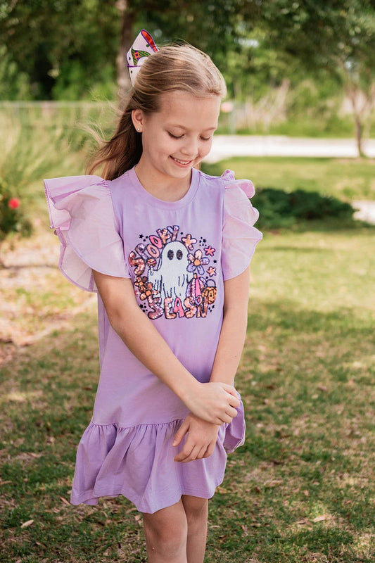Spooky season sequin flutter dress