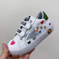 Colorful Hearts Velcro Silver Star Sneakers