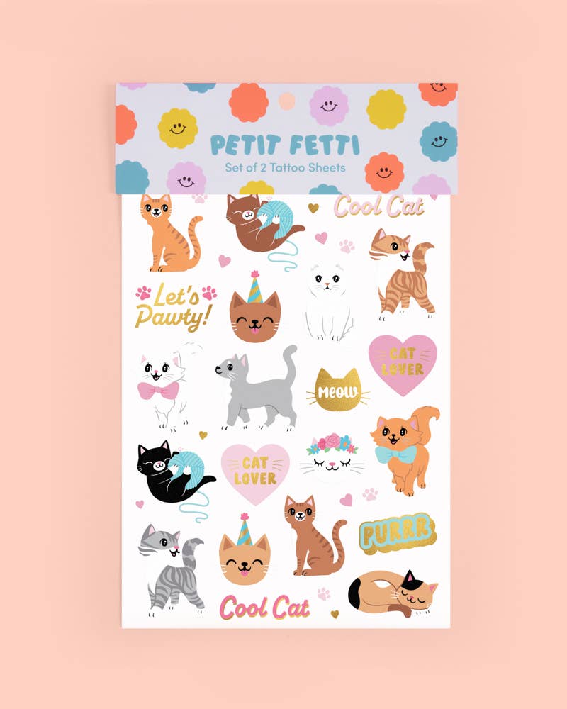 Cat Foil Kids Temporary Tattoos, Bday Party, Activity, Favor