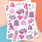 Pink Girl Party Foil Kids Temporary Tattoos, Activity, Favor