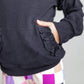 Kids Dark Gray Ruffle Hoodie & Checkered Leggings Fall Set