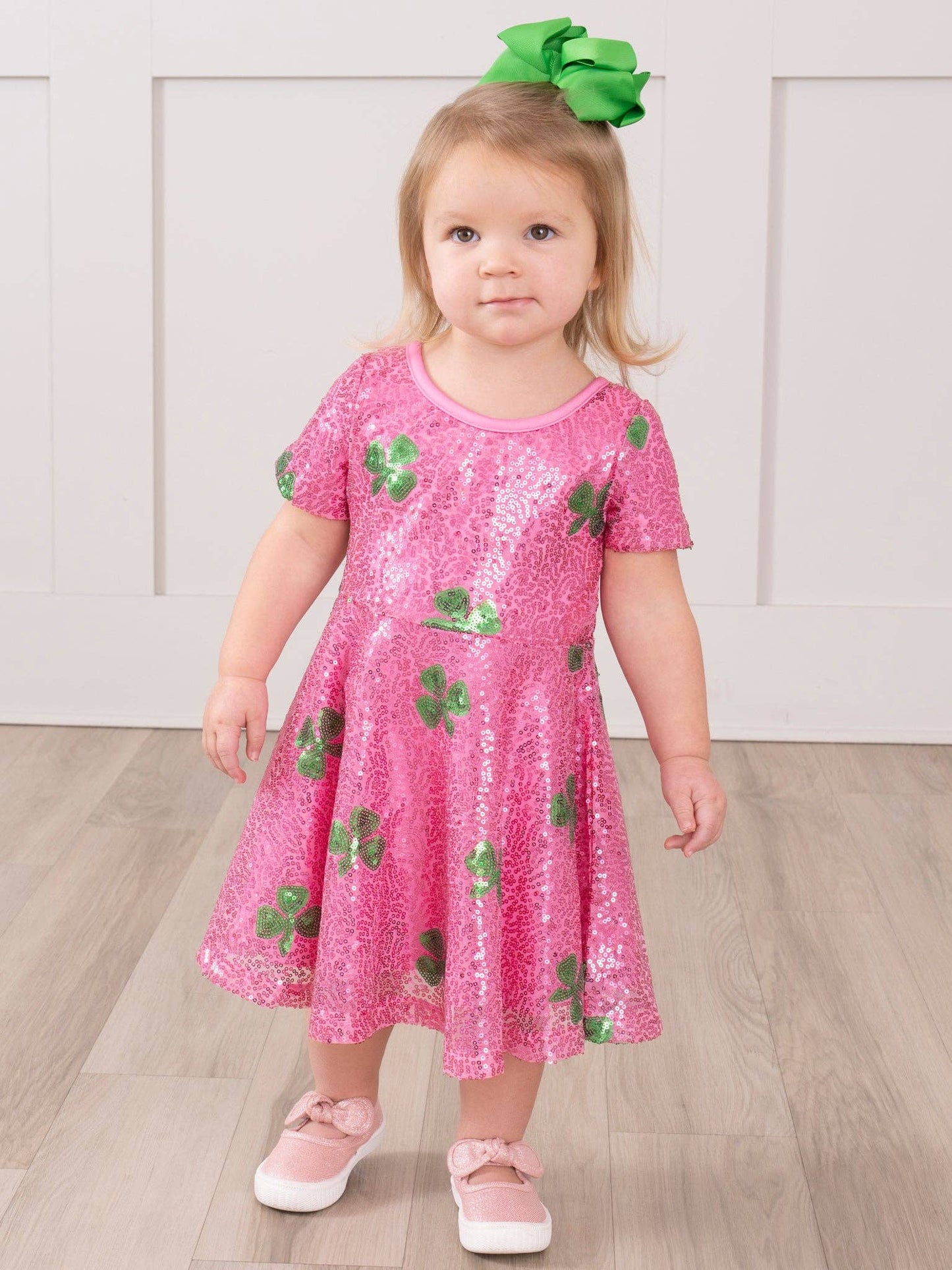 Pink Sequin Shamrock Dress