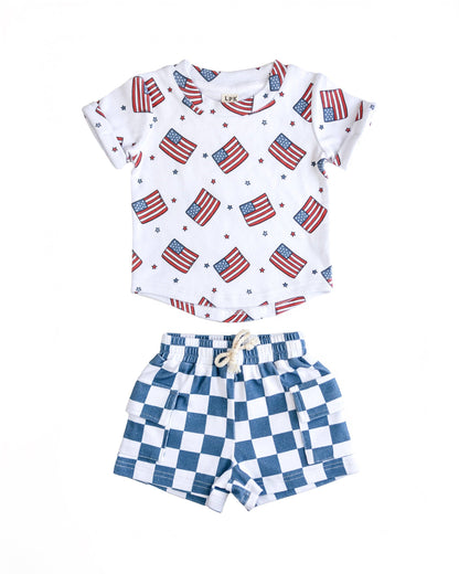 Fourth of July Cargo Shorts Set | Patriotic Vibes