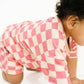 Pink Checkered Waffle Bamboo Shorts Set