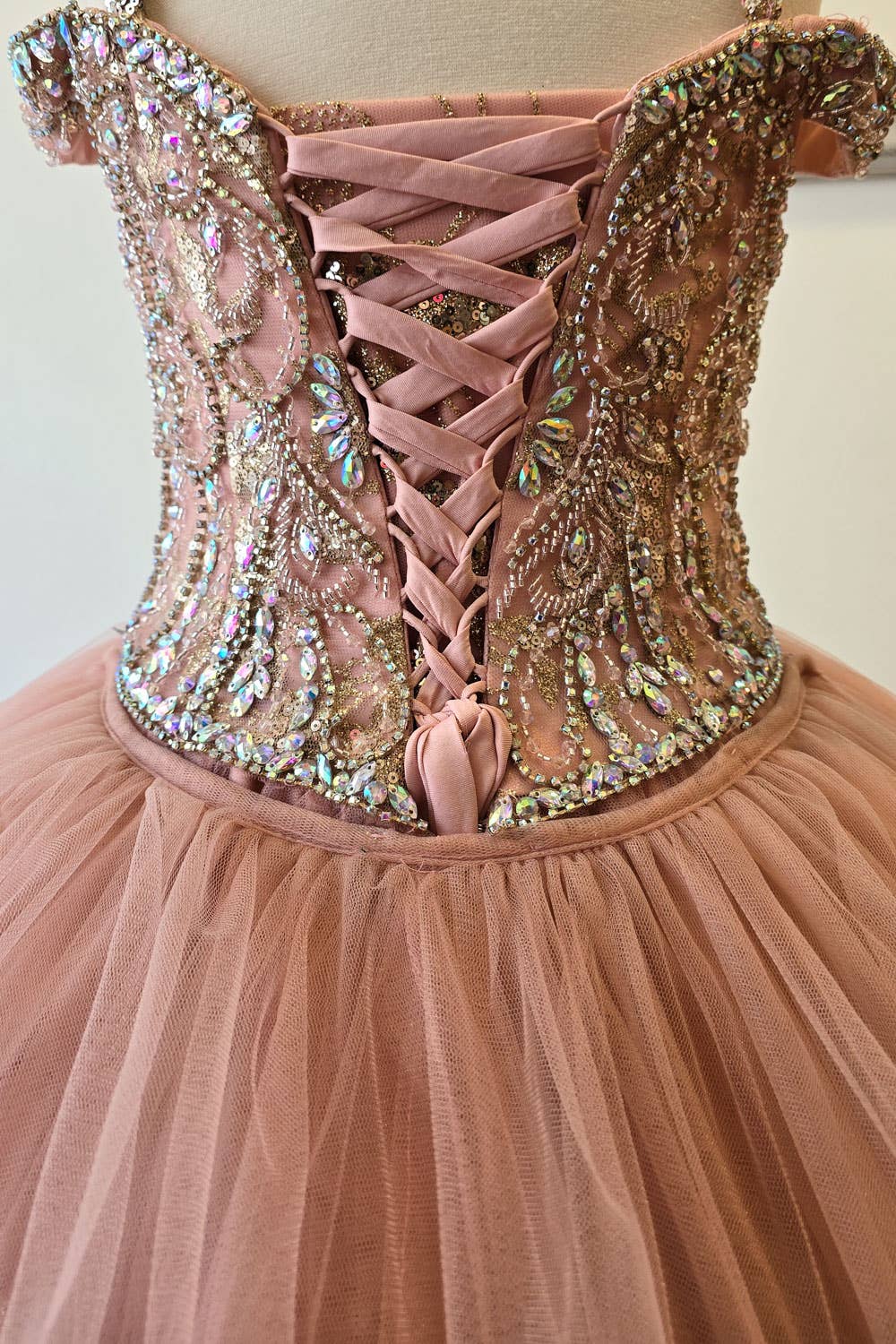 Detachable Train With Stones and Gems Mini Quince Dress