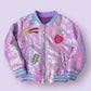 Purple Sequins Bomber Jacket