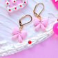 Pink Bow Lever Back Earrings