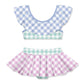 Periwinkle Gingham Ruffle Skirted Bikini
