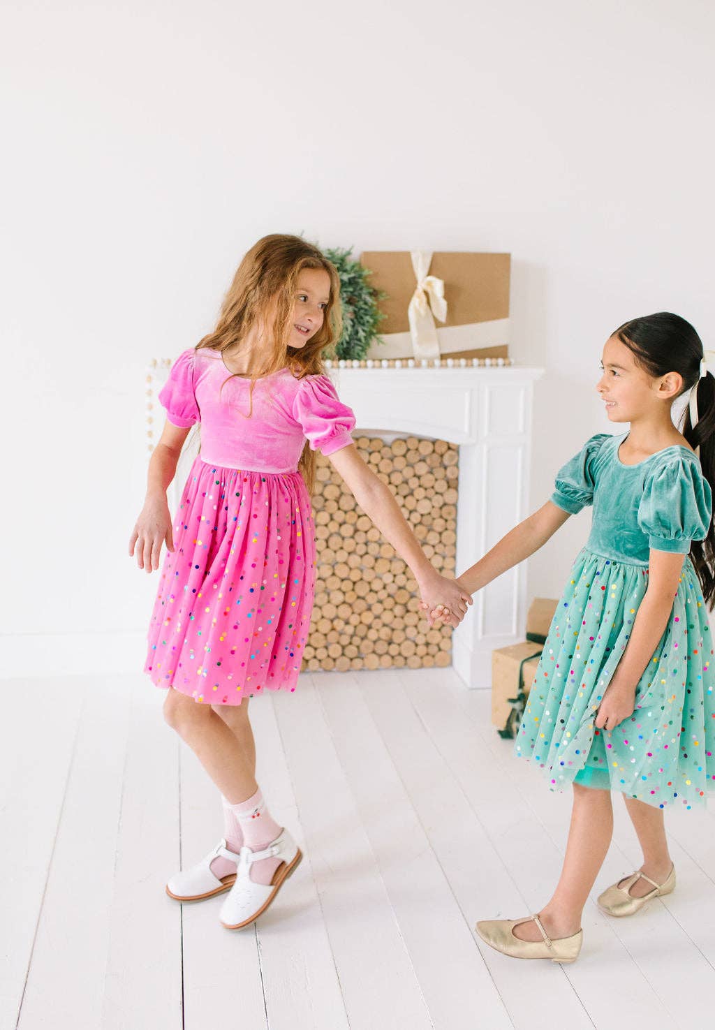 Diana Puff Dress in Bubblegum Confetti | Girls Luxury Dress
