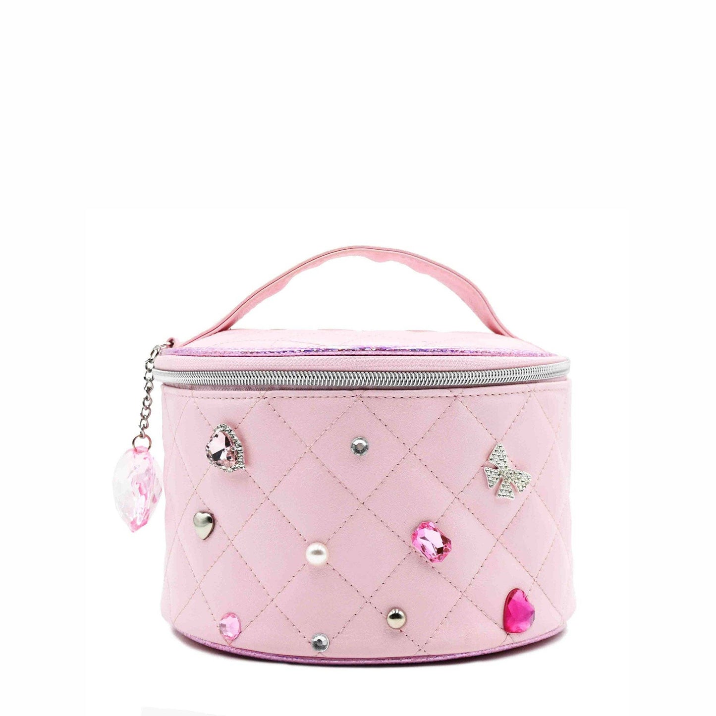 Quilted Rhinestone Makeup Bag