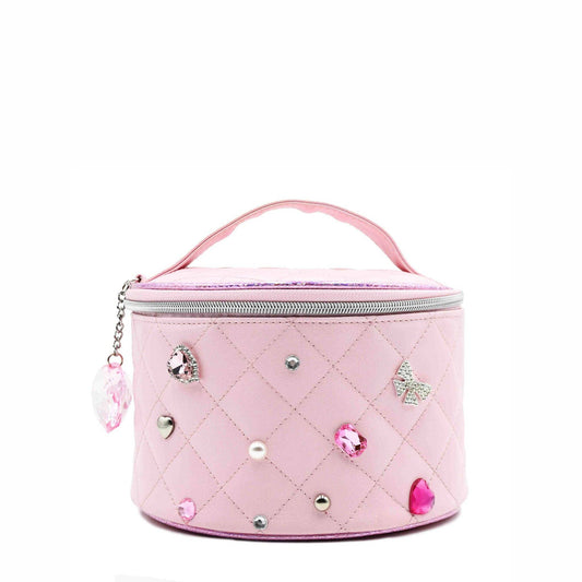 Quilted Rhinestone Makeup Bag